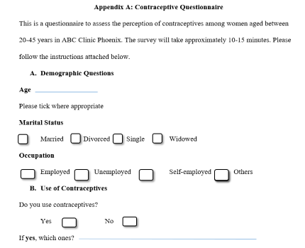 Appendix Example Questionnaire